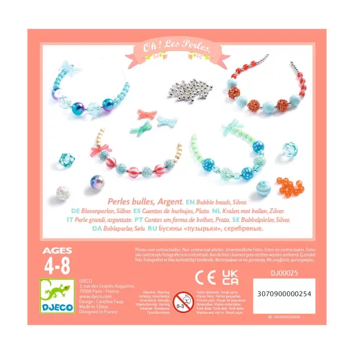 Djeco Ékszerkészítő készlet - Buborék gyöngyök, ezüst - Bubble beads, Silver