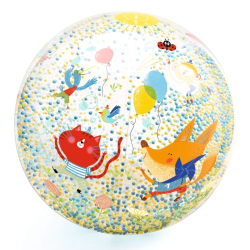 Djeco Felfújható labda, Ø 35 cm - Csörgő zörgő labda - Bubbles ball