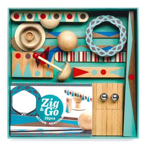 Djeco Építőjáték - Sokasodó gördülő, 28 db-os - Zig & Go - Roll