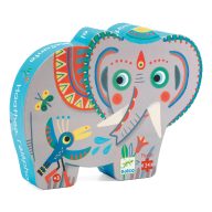   Djeco Formadobozos puzzle - Elefánt és barátai, 24 db-os - Haathee, Asian elephant