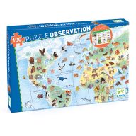  Djeco Megfigyeltető puzzle - Föld állatai, 100 db-os - Animals of the earth