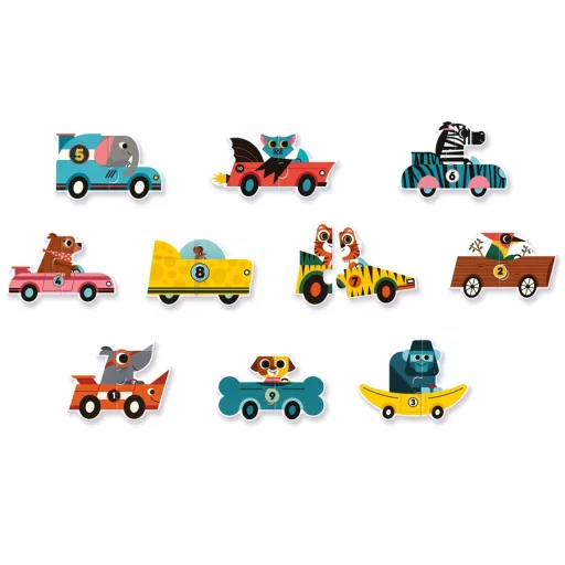 Djeco Párosító puzzle - Autós - Racing cars