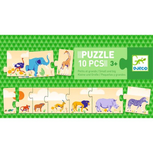 Djeco Sorozatkirakó puzzle - Kicsi és nagy, 10 db-os - Smal and big