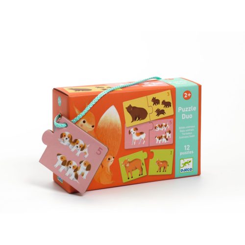 Djeco Párosító puzzle - Kié a kölyök, 24 db-os - Baby animals