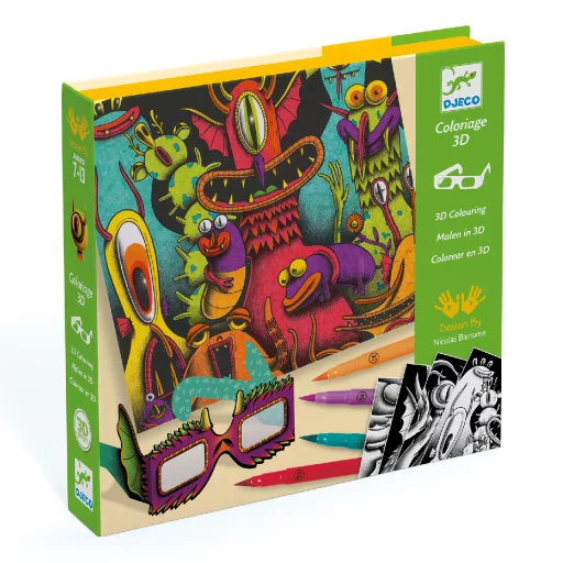 Djeco Festés és színezés filctollal - Viccesen Furi 3D - Funny Freaks 3D