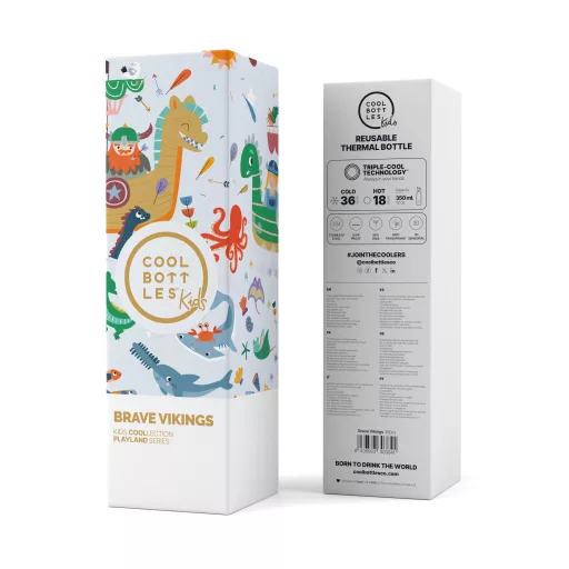 Cool Bottles Kids gyerek hőtartó kulacs 350 ml - Brave Vikings