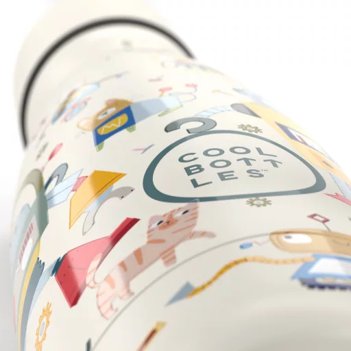 Cool Bottles Kids gyerek hőtartó kulacs 350 ml - Messy Robots