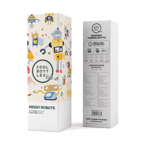 Cool Bottles Kids gyerek hőtartó kulacs 350 ml - Messy Robots
