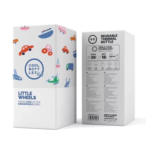 Cool Bottles Kiddies baba hőtartó kulacs 350 ml - Little Wheels