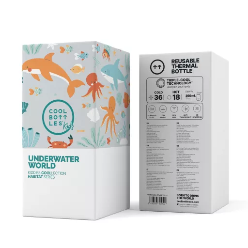 Cool Bottles Kiddies baba hőtartó kulacs 350 ml - Underwater World