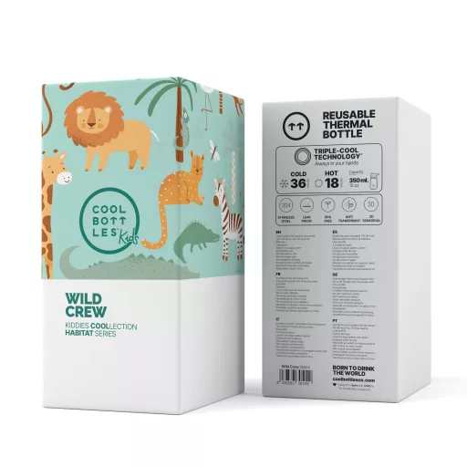 Cool Bottles Kiddies baba hőtartó kulacs 350 ml - Wild Crew