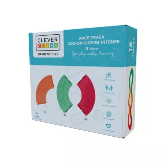   Cleverclixx mágneses építőjáték - Versenypálya kiegészítő kanyarok 15 db