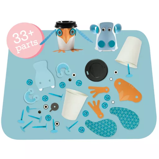 Djeco Csészefigurák - Viziló és pingvin - Makedo Cup Critters