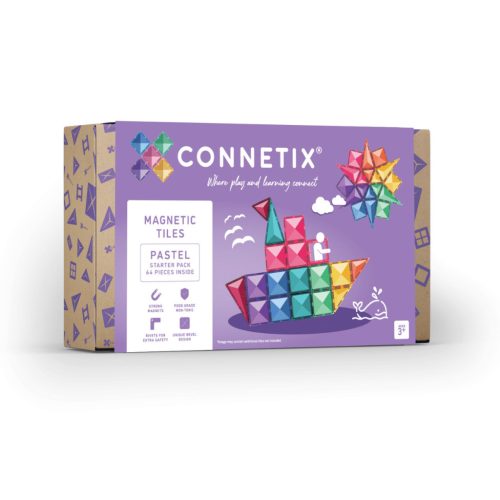 Connetix pasztell kezdő építő szett - 64 db