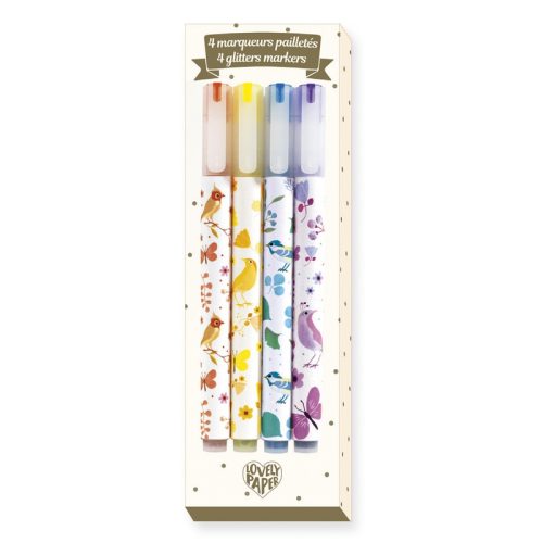 Djeco Csillám filctoll készlet - 4 glitteres színben - 4 Tinou glitter markers