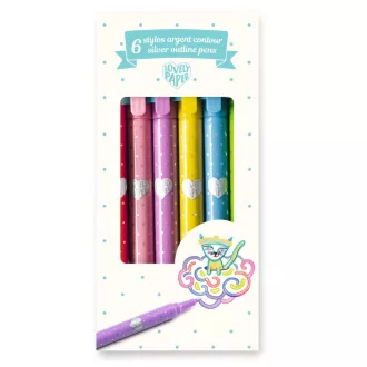   Djeco Kontúrtoll készlet - Ezüst, 6 db-os - 6 silver outline pens