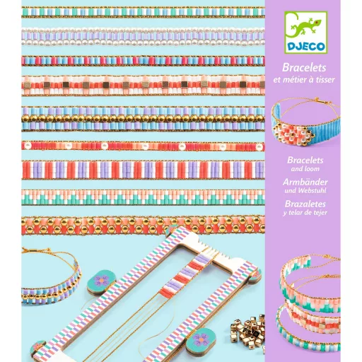 Djeco Ékszerkészítő készlet - Karkötők szövése különböző gyöngyökből - Large beads