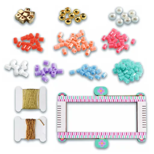 Djeco Ékszerkészítő készlet - Karkötők szövése különböző gyöngyökből - Large beads