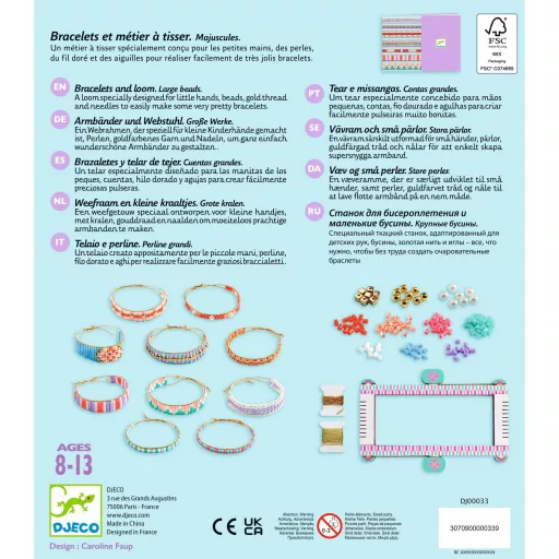 Djeco Ékszerkészítő készlet - Karkötők szövése különböző gyöngyökből - Large beads