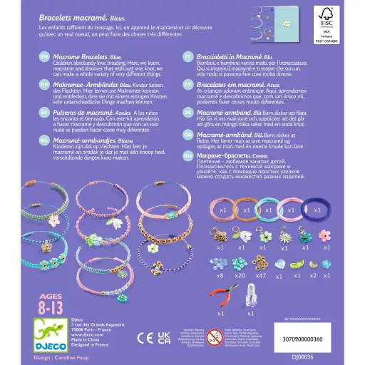 Djeco Ékszerkészítő készlet - Kék makramé karkötők - Blue macrame bracelets