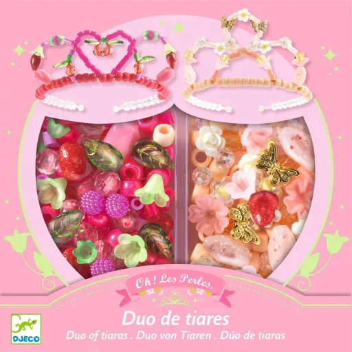 Djeco Ékszerkészítő készlet - Páros tiara, pink - Duo of tiaras, Pink