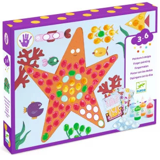   Djeco Ujjfestés - Pöttyök és tengeri herkentyűk - Finger painting, Dots and fish