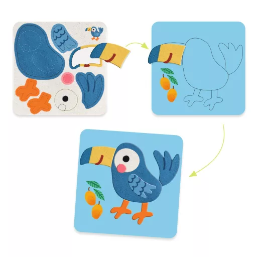 Djeco Kollázs műhely - Puha állatok filcből - Soft Animals
