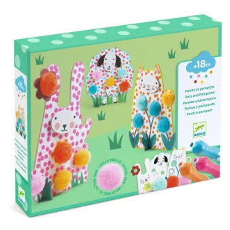   Djeco Képszínezés pöttyökkel és pompomokkal - Lenn a fűben - Dots and Pompoms – In the Grass
