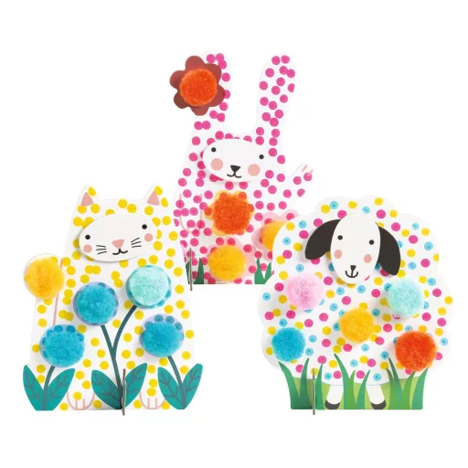 Djeco Képszínezés pöttyökkel és pompomokkal - Lenn a fűben - Dots and Pompoms – In the Grass