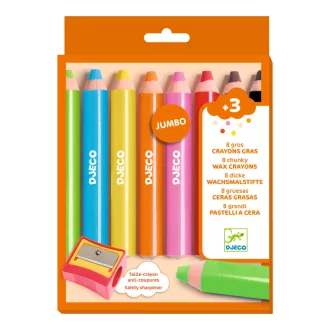   Djeco Kreatív eszközök - Vastag viaszceruza, 8 szín - 8 chunky wax crayons