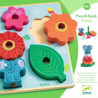   Djeco Formaillesztő és toronyépítő - Vidám - Puzz and Stack Happy