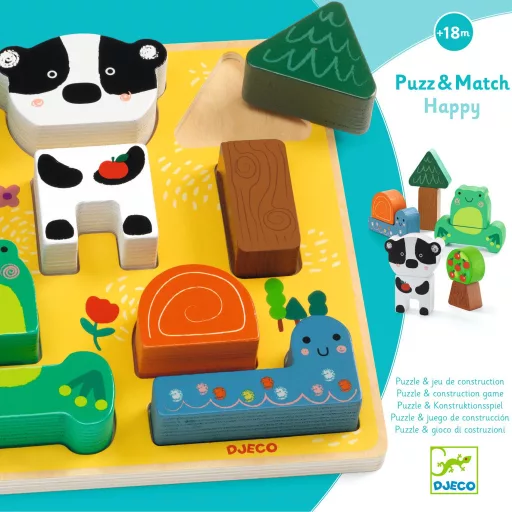 Djeco Formaillesztő és formapárosító - Vidám - Puzz and Match Happy