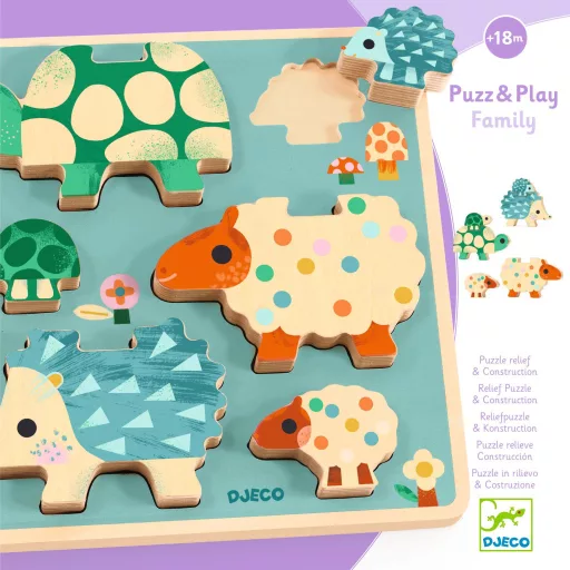 Djeco Formaillesztő és toronyépítő - Játékos családok - Puzz & Play Family