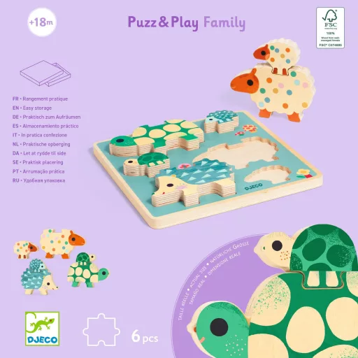 Djeco Formaillesztő és toronyépítő - Játékos családok - Puzz & Play Family