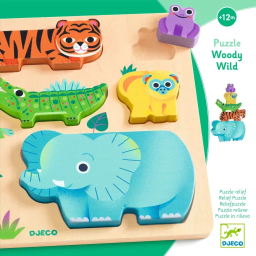 Djeco Formaillesztő, formaberakó - Vadállatos - WoodyWild