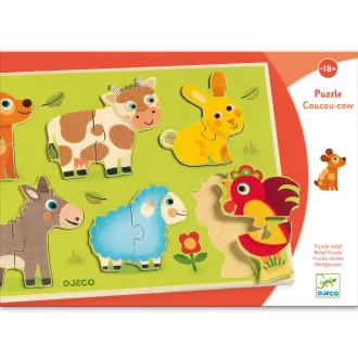   Djeco Formaillesztő, formaberakó - Helló tehén - Coucou cow