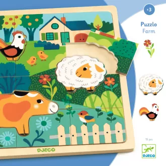   Djeco Formaillesztő, formaberakó - Tanyasi állatok - Puzzlo farm