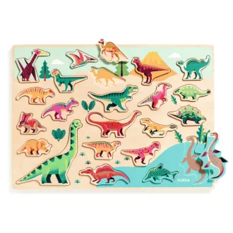   Djeco Formaillesztő, formaberakó - Színes dínók - Puzzlo Dino
