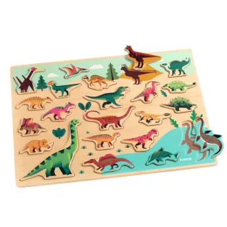   Djeco Formaillesztő, formaberakó - Színes dínók - Puzzlo Dino