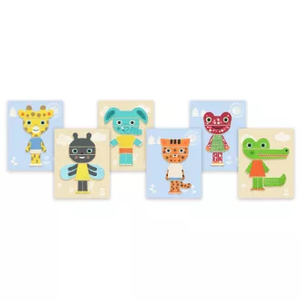   Djeco Mágneses képkirakó - Variációk 12 állatra - Inzebox Mix Animals