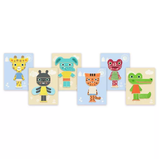 Djeco Mágneses képkirakó - Variációk 12 állatra - Inzebox Mix Animals