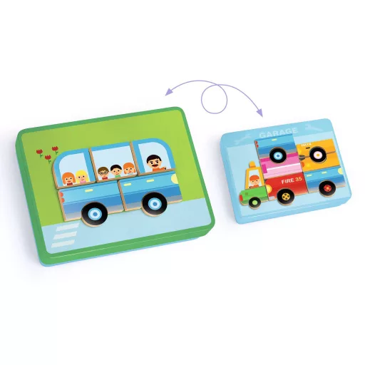 Djeco Mágneses képkirakó - Variációk 12 járműre - Inzebox Vehicles