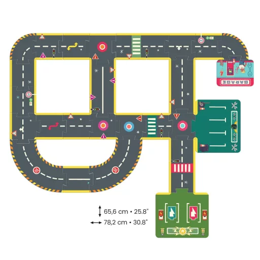 Djeco CRAZY MOTORS autópálya - Városi kőrút - City circuit - Giant puzzle - 26 pcs