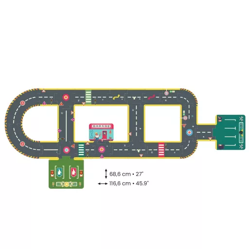 Djeco CRAZY MOTORS autópálya - Városi kőrút - City circuit - Giant puzzle - 26 pcs