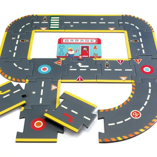 Djeco CRAZY MOTORS autópálya - Városi kőrút - City circuit - Giant puzzle - 26 pcs
