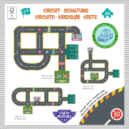 Djeco CRAZY MOTORS autópálya - Városi kőrút - City circuit - Giant puzzle - 26 pcs
