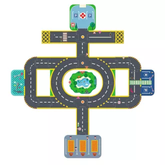   Djeco CRAZY MOTORS autópálya - Városi úthálózat épület elemekkel - Puzzl'Up City-Giant- 33 pcs
