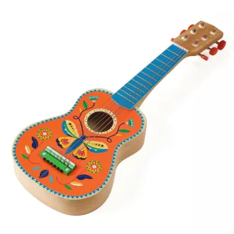   Djeco Játékhangszer - Kisgitár, 6 húros - Guitar 6 metal strings - Small size