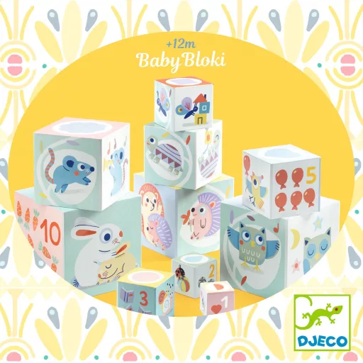 Djeco Toronyépítő kocka - Nyuszis - BabyBloki