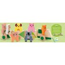 Djeco Húzható- és építőjáték - Tanyasi vonat, 4 vagon + 7 állat - Trainimo Farm